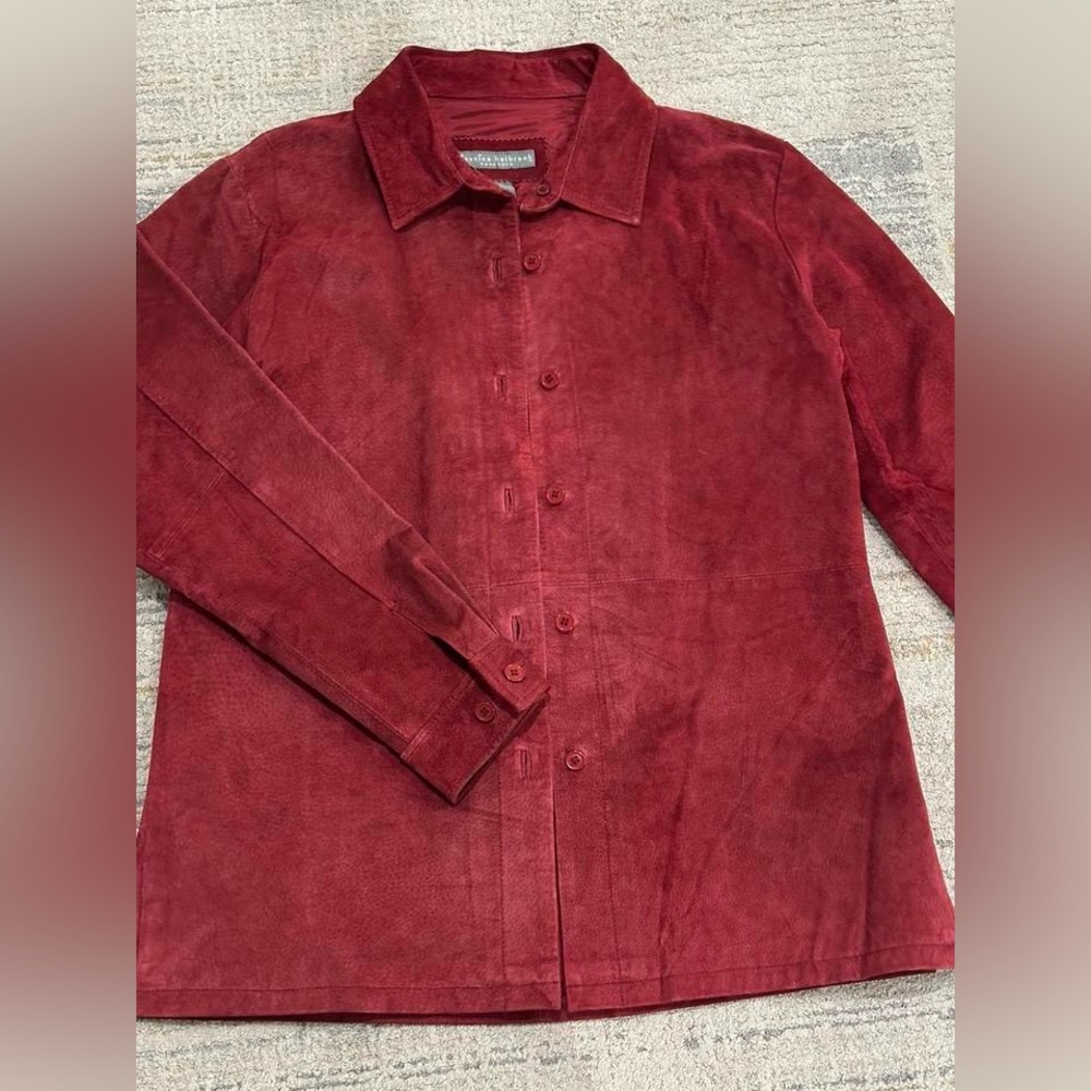 Burgundy red leather jacket